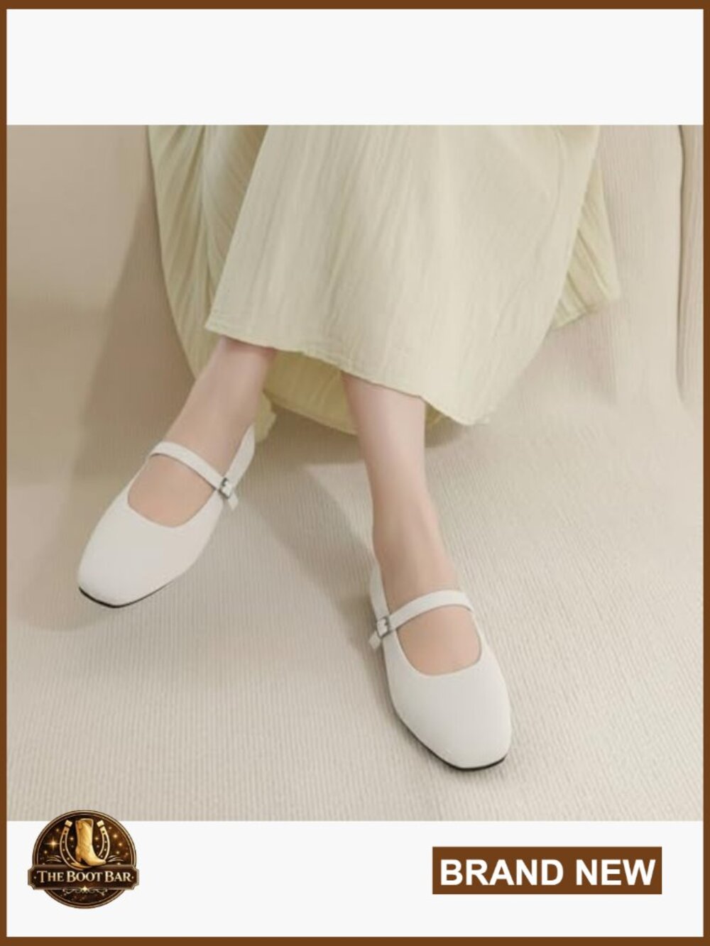 Women's Square Toe Ballet Flats with Adjustable Ankle Strap and Arch Support - Picture 2 of 7